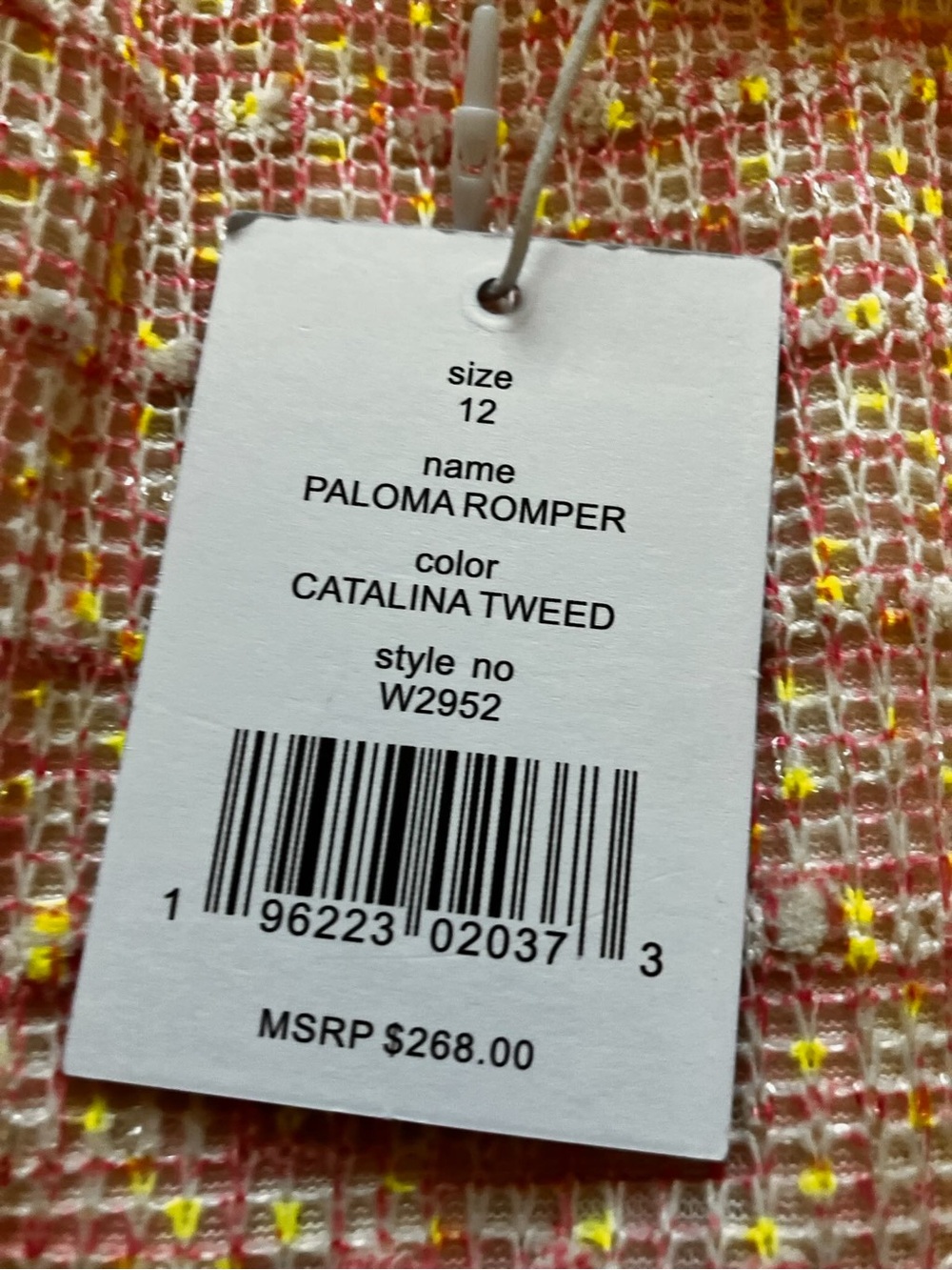 Walter Baker Paloma Tweed Romper Zip Back Pink Preppy 12 NEW $268 - Picture 8 of 16